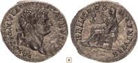 Roman Empire AR denarius Domitian, PRINCEPS IVVENTVTIS, Vesta seated -