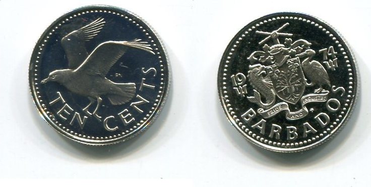 10 cents 1974 barbados ~ seeschwalbe ~ proof