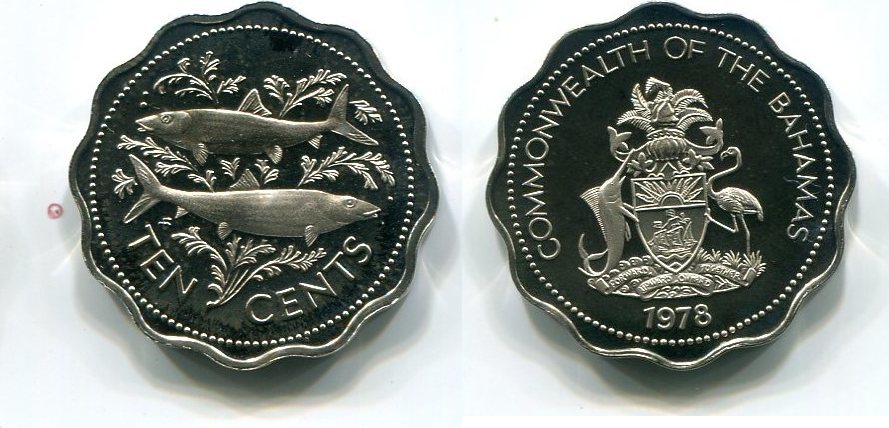 10 cents 1978 bahamas ~ knochenfisch ~ proof