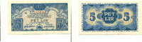 Jugoslawien/Slovenien, 5 Lire, Regionalgeld II Weltkrieg-Bank of Slovenia, -