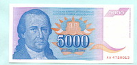 Jugoslawien, 5000 Dinara -