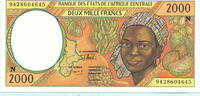 Zentralafrikanische Staaten, 2000 Francs Äquatorial Guinea, -
