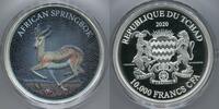 Tchad 10000 Francs ~ 1 Kilo Feinsilber - African Springbok - Auflage 299 ~ -