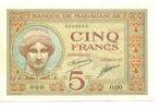 Madagaskar, 5 Francs (1926-1949) SPECIMEN, i- 2,677.50 元 含税 ＋  83.67 元 运费