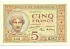 Madagaskar, 5 Francs o.J.(1937-47) unc 794.88 元 含税 ＋  83.67 元 运费