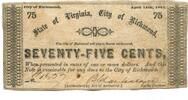 USA, 75 Cents State of Virginia-City of Richmond, -
