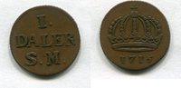 Schweden 1 Daler ~ Karl XII. - Notmünze ~ -