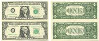 USA, 2x1 Dollar Bogenteil mit 2 Banknoten, -