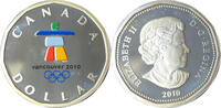 Kanada 1 Dollar Olympische Winterspiele 2010 in Vancouver, Lucky Loonie, Farbmünze -
