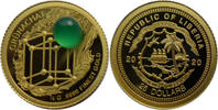 Liberia 25 Dollar Die Welt der Edelsteine - Grünachat - 0,5 g Gold -