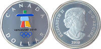 Kanada 1 Dollar Olympische Winterspiele 2010 in Vancouver, Lucky Loonie, Farbmünze -