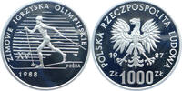 Polen 1000 Zloty Probe Olympische Spiele 1988 in Seoul - Skilanglauf -