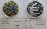 Deutschland Gigant - Medaille 10 Jahre Euro - Raub der Europa - versilbert mit Goldauflage -