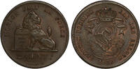 BELGIUM 2 Centimes Leopold I - overstruck on Dutch 1 Cent of Willem I -