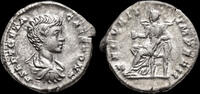 Roman denarius Geta, as Caesar AR denarius Securitas seated left -