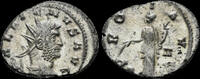 Roman antoninianus Gallienus Silvered antoninianus Providentia standing front -