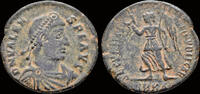 Roman AE follis Valens AE follis Victory advancing left -