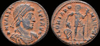 Roman AE follis Valens AE follis emperor walking right -