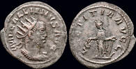 Roman AR antoninianus Gallienus (Joint Reign) Billon antoninianus Laetitia standing left -