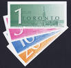 Canada Canada Local Currency TORONTO Dollars 4 Notes $1, 5, 10, 20 UNC -