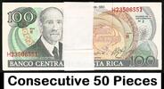 Costa Rica 100 Colones Costa Rica 50 Consecutive Serial 28th September 1993 P-261a GEM UNC -