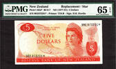New Zealand New Zealand $5 REPLACEMENT // STAR 1977-81 Prefix 991 P-165d* GEM UNC PMG 65 EPQ -