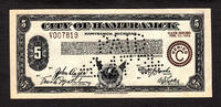 USA Hamtramck, Michigan $5 Depression Scrip 1934-A W/o Stamped Ch UNC Scarce -