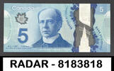Canada Canada Polymer $5 RADAR Number (ING) 8183818 Pick-106 GEM UNC -