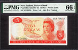 New Zealand 5 Dollars New Zealand ND Fleming Prefix- 010 P-165a GEM UNC PMG 66 EPQ -