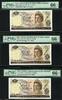 New Zealand New Zealand 3 CONSECUTIVE $1 WILKS Prefix 6J P-163b GEM UNC PMG 66 EPQ -