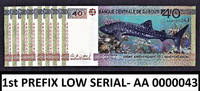 40 Francs Djibouti Commemorative FIRST Prefix LOW Serial AA 0000043 UNC -