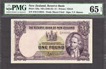 New Zealand Pound New Zealand One Hanna ND Prefix 8/M Pick-159a GEM UNC PMG 65 EPQ -