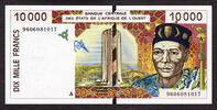 West African States / Ivory Coast 10,000 (10000) Francs Pick-114Ad 1996 UNC -