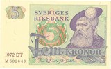 SWEDEN 5 kronor SWEDEN: 5 kronor 1972 . Pick: 51c. -