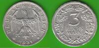 Weimarer Republik 3 Reichsmark Kursmünze, hübsch, selten -