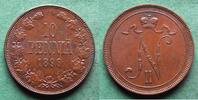 Finnland 10 Penniä Nikolaus II. 1894-1917, toll erhalten -