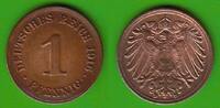 Kaiserreich 1 Pfennig hübsch, letzter Jahrgang dieses Typs -
