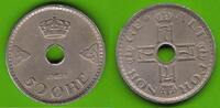 Norwegen 50 Öre Haakon VII. 1905-1957, seltenster Jahrgang dieses Typs -