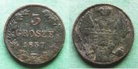 Polen 3 Grosze Nikolaus I. 1825-1855, selten -
