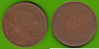 Straits Settlements 1 Cent Victoria 1837-1901, Heaton mint, der erste Jahrgang -