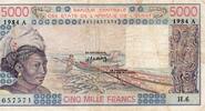 B.C.E.A.O 5.000 Francs WEST AFRICAN STATES - IE HOW - PICK 108 A L - 5.000 FRANCS 1984 - A - B C E A O -