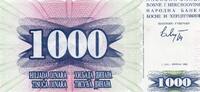 Bosnie-Herzégovine 1.000 Dinara BOSNIA-HERZEGOVINE - PICK 15 a - 1.000 DINARA - 01/07/1992 -