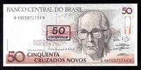 Brésil 50 Cruzeiros BRAZIL - PICK 223 - 50 CRUZEIROS ABOVE 50 CRUZADOS NOVOS - ND 1990 -