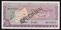 Rwanda 100 Francs RWANDA - PICK 8 s2 - 100 FRANCS - SPECIMEN - 01/07/1971 -