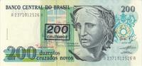 Brazil 200 cruzeiros 200 Cruzeiros on 200 Cruzados Novos, Liberty - Oil painting Patria - 1990 -