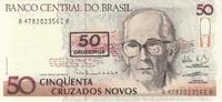 Brazil 50 cruzeiros 50 Cruzeiros on 50 Cruzados novos, C. Drummond de Andrade - 1990 -