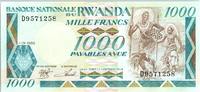 Rwanda 1000 francs 1000 Francs - Watus Tribe, Gorillas, boat - 1988 -