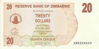 Zimbabwe 20 dollars 20 Dollars - Chiremba - Brown and orange - Waterfall - 2006 -