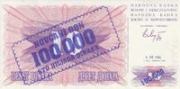 Bosnia-Herzegovina 100.000 dinara 10 Overprint 100.000 Dinara - Mostar bridge - 1993 -