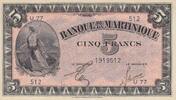 Martinique 5 francs 5 Francs Liberty - 1942 - Serial U.77 -